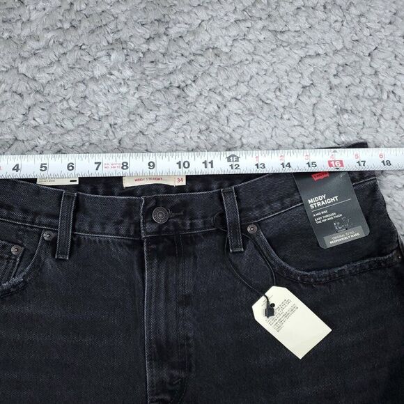 Levi's Premium Middy Straight Mid Rise Jeans Black Nonstretch Size 34 x 31 - Picture 7 of 10
